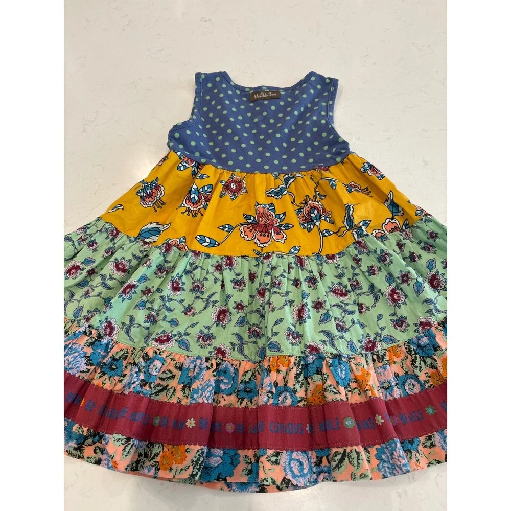 Matilda Jane Girls Mixed Print Tiered Floral Polka Dot Sleeveless Dress boho - Picture 3 of 8